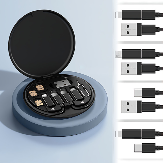 Універсальний набір адаптерів і кабелів 6-в-1: Type-C, Lightning, Micro USB, USB, тримач для телефона