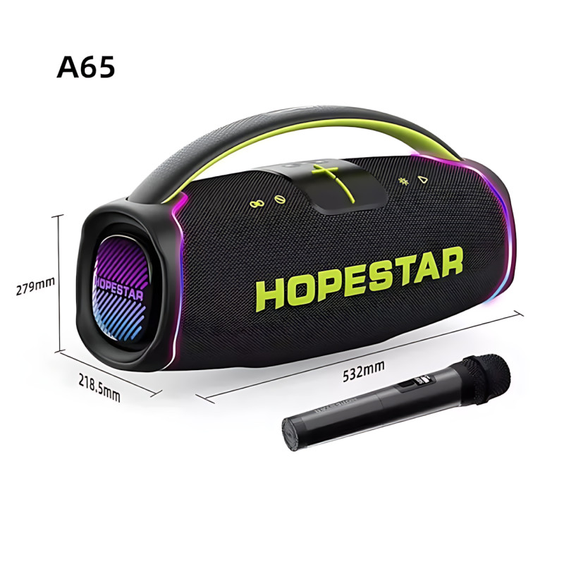 Портативна Bluetooth-колонка Hopestar A65 300 Вт з мікрофоном, акумулятором, RGB, TWS, IPX6, USB/TF/AUX фото - 7