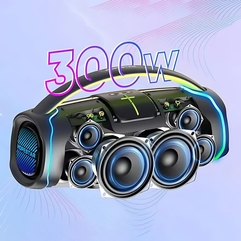 Портативна Bluetooth-колонка Hopestar A65 300 Вт з мікрофоном, акумулятором, RGB, TWS, IPX6, USB/TF/AUX фото - 4