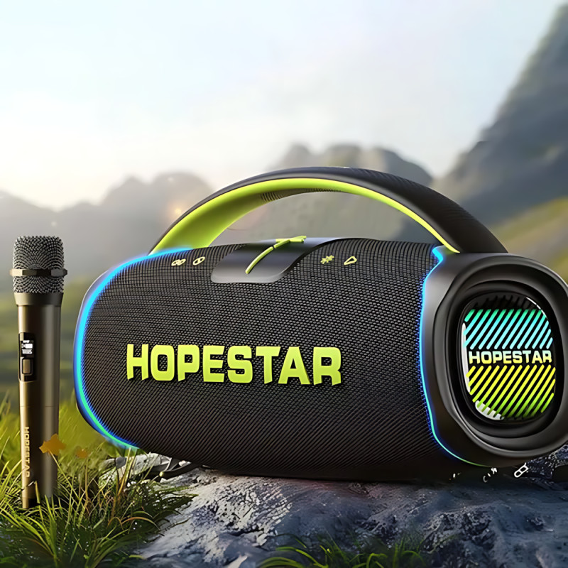 Портативна Bluetooth-колонка Hopestar A65 300 Вт з мікрофоном, акумулятором, RGB, TWS, IPX6, USB/TF/AUX фото - 6