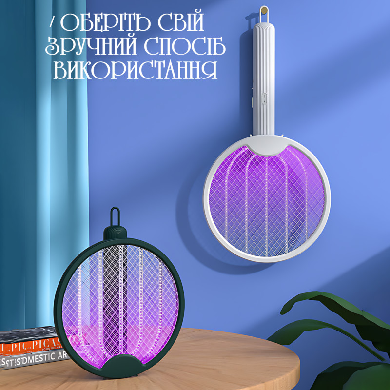 Електрична пастка для комарів 3-в-1 AND LY-844, 3000 В, 800 мА·год, 62 м2, USB заряджання, білий Чорний фото - 7