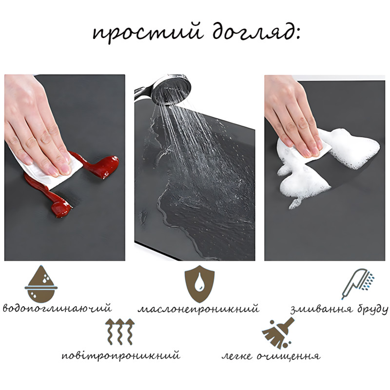 Килимок для сушіння посуду AND-191, мікрофібра, вбиральний, нековзний, кухонний аксесуар, захист стільниці від вологи, 40х50 см фото - 7