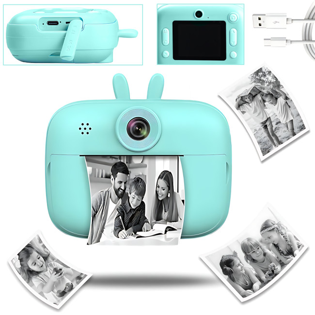 Фотоапарат миттєвого друку Print Camera MA458 — 1080 dpi, термодрук 57×30 мм, USB, Bluetooth, блакитний