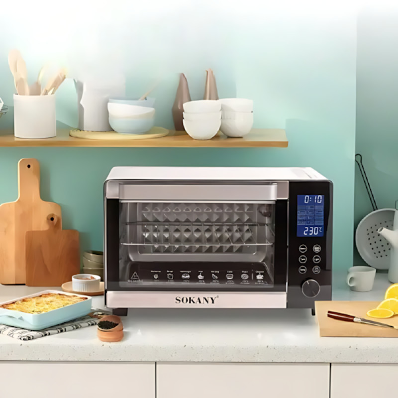 Электрическая настольная духовка Sokany SK-10009, 35 л, 1500 Вт, конвекция, гриль, таймер, белый фото - 8