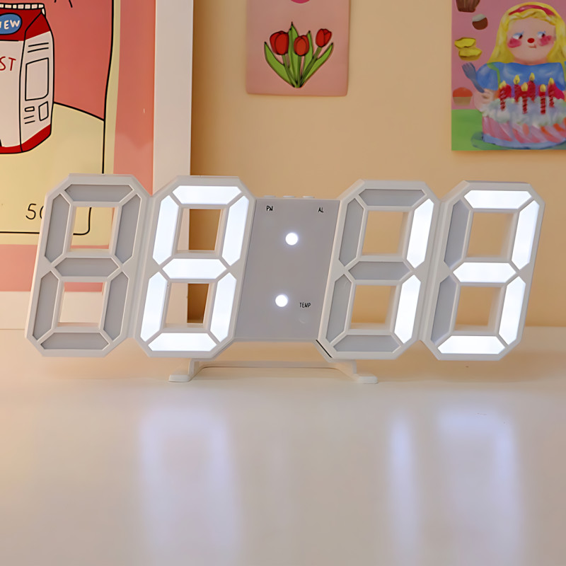 Электронные настольные часы LY-1089 (VST-883) с белой LED-подсветкой, термометром и будильником фото - 10