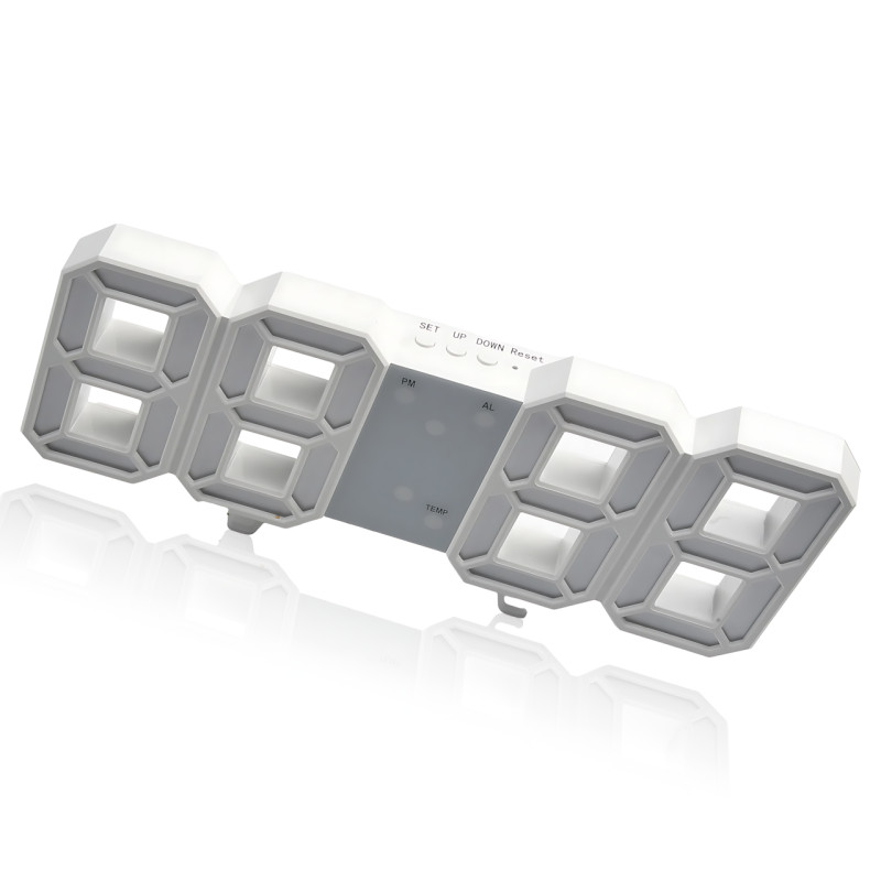 Электронные настольные часы LY-1089 (VST-883) с белой LED-подсветкой, термометром и будильником фото - 3