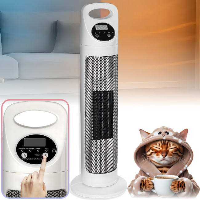 Підлоговий кулер-вентилятор Germatic Air Max 2в1 (BFX-768-1668), тепловентилятор зима-літо, 2000 Вт, з LED-дисплеєм і пультом