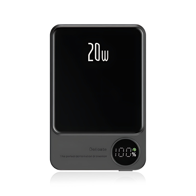 Power Bank Q9 MagSafe 5000 mAh 20W с беспроводной зарядкой Qi 15W, PD Type-C, дисплей, ультратонкий 12 мм, магнитный павербанк фото - 3