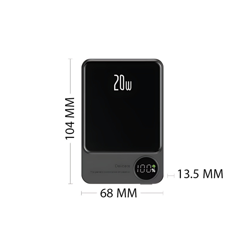 Power Bank Q9 MagSafe 5000 mAh 20W с беспроводной зарядкой Qi 15W, PD Type-C, дисплей, ультратонкий 12 мм, магнитный павербанк фото - 10