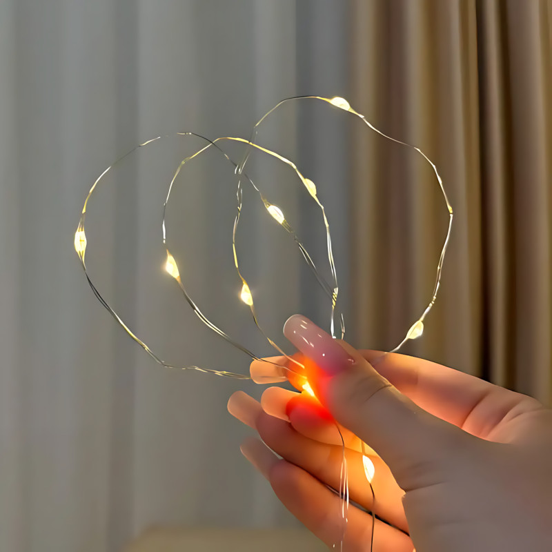 Светодиодная гирлянда-нить, 200 LED, теплый желтый цвет, прозрачный провод, от сети 220В, с пультом ДУ, для дома/улиц, 50 метров фото - 4