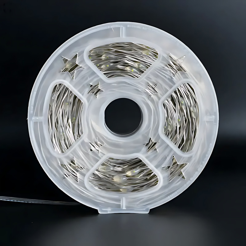 Светодиодная гирлянда-нить, 200 LED, теплый желтый цвет, прозрачный провод, от сети 220В, с пультом ДУ, для дома/улиц, 50 метров фото - 3