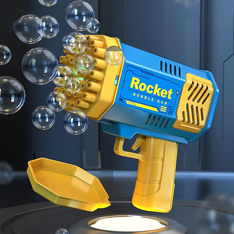 Машина для мильних бульбашок Rocket MA517, 69 отворів, підсвітка, вентилятор, акумуляторна, ABS пластик фото - 4