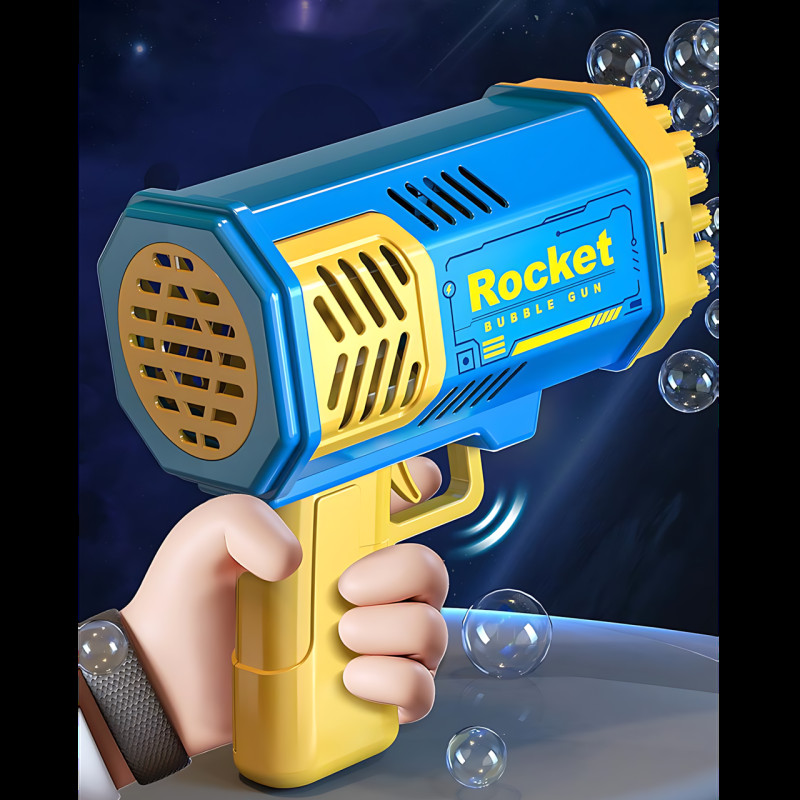 Машина для мильних бульбашок Rocket MA517, 69 отворів, підсвітка, вентилятор, акумуляторна, ABS пластик фото - 6
