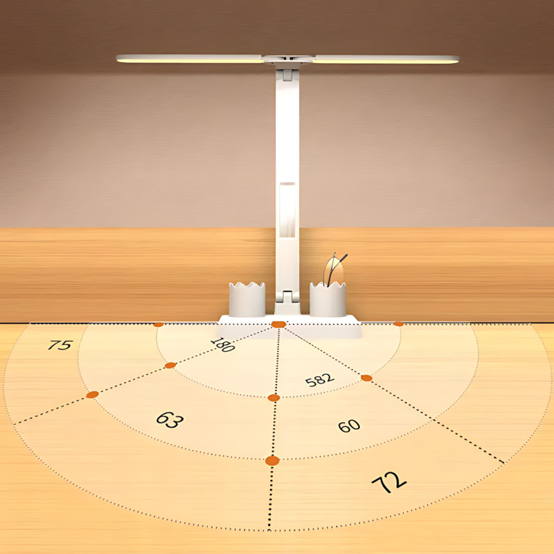 Настольная аккумуляторная LED-лампа с двумя плафонами, 7 Вт, 3 режима яркости, зарядка от USB, складная, с подставкой для ручек фото - 4