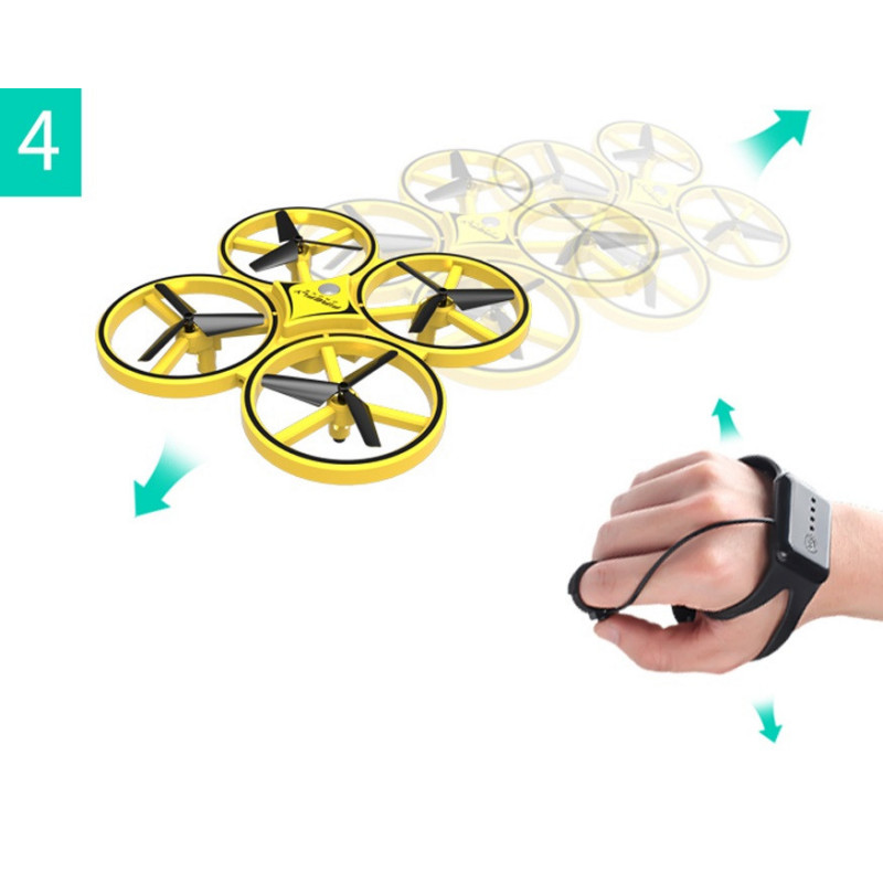 Квадрокоптер Tracker Drone LED ZF04 , управление жестами руки, LED подсветка, с часами фото - 4