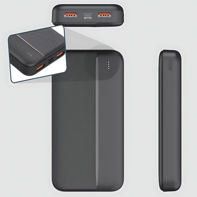 Power Bank LENYES PX163 10000 mAh с LED-индикацией, 2USB, универсальной зарядкой