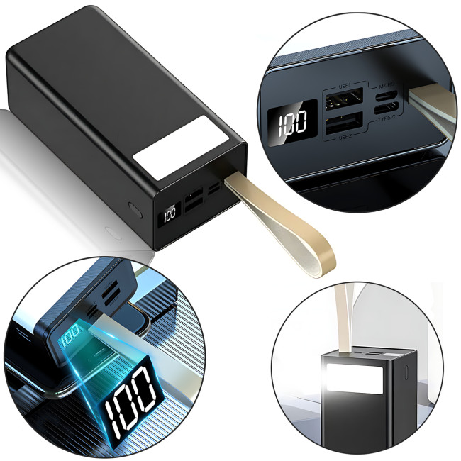 Power Bank AND J86 80000 mAh, аккумулятор с LED-дисплеем, быстрая зарядка 22.5W, USB-C, Micro-USB, Lightning