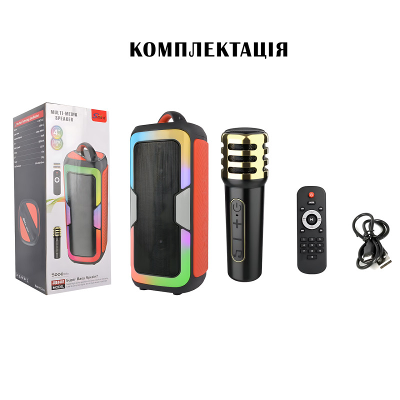 Портативная Bluetooth колонка JQS4407 с микрофоном, пультом и RGB-подсветкой фото - 10