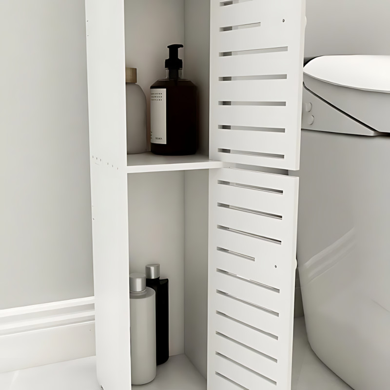 Шафа пенал у ванну, полиця стелаж PK-01 у туалет, пластиковий підлоговий органайзер 80 см Х 15 см Х 15 см фото - 3