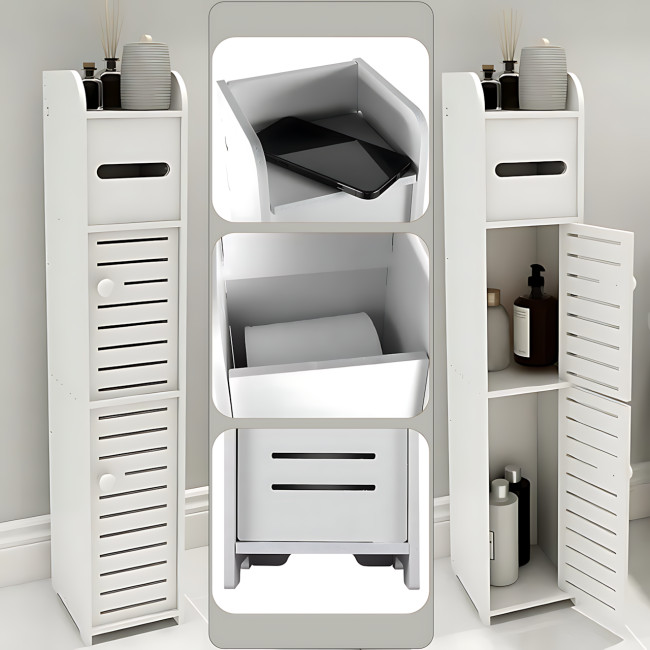 Шафа пенал у ванну, полиця стелаж PK-01 у туалет, пластиковий підлоговий органайзер 80 см Х 15 см Х 15 см