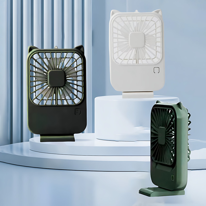 Компактный мини-вентилятор Fan AND064 с USB, 3 скорости, 5 лопастей, 500 мАч,  с подставкой для телефона фото - 8