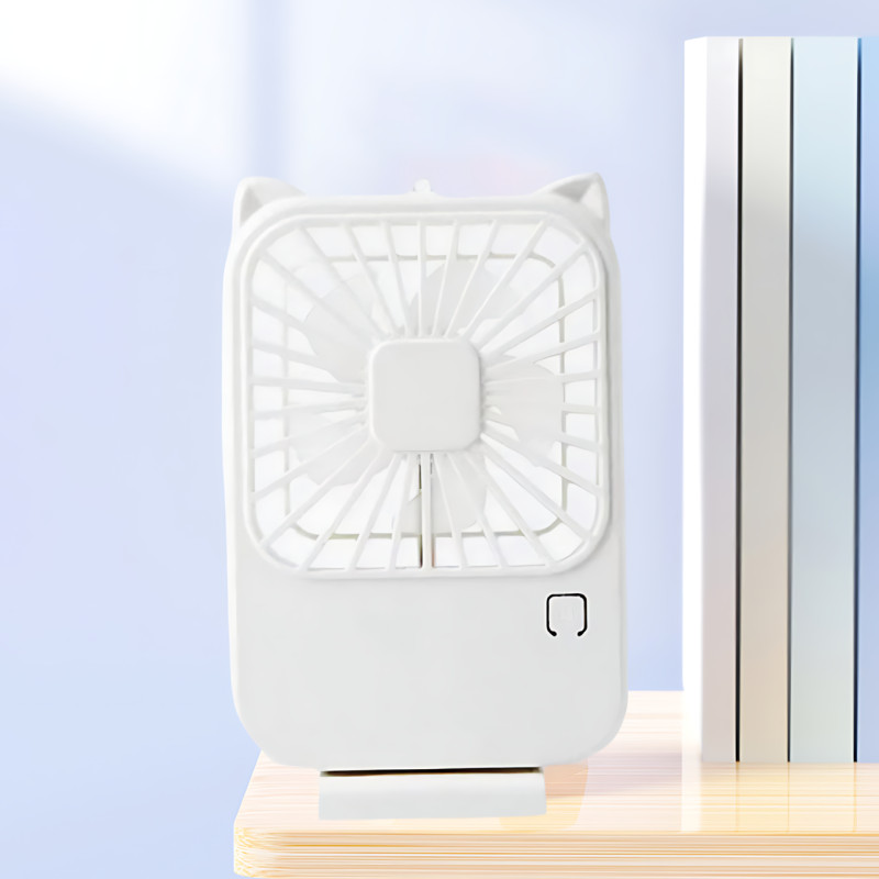 Компактный мини-вентилятор Fan AND064 с USB, 3 скорости, 5 лопастей, 500 мАч,  с подставкой для телефона фото - 2