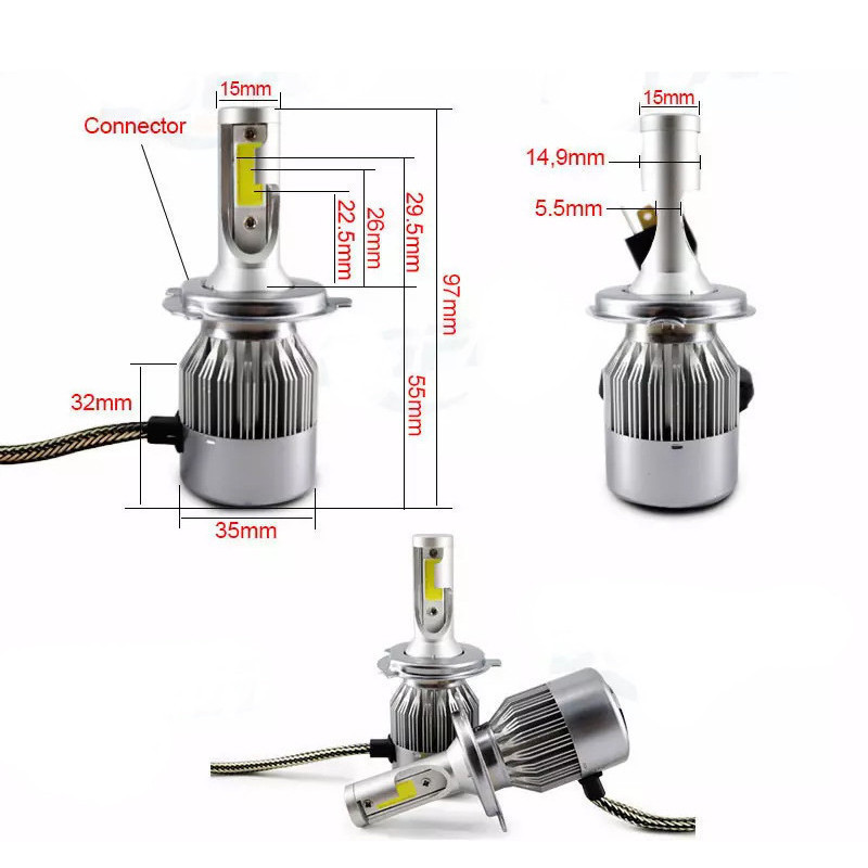 Набір автомобільних світлодіодних LED ламп TOP LED PRO С6 H7, холодне світло фото - 13