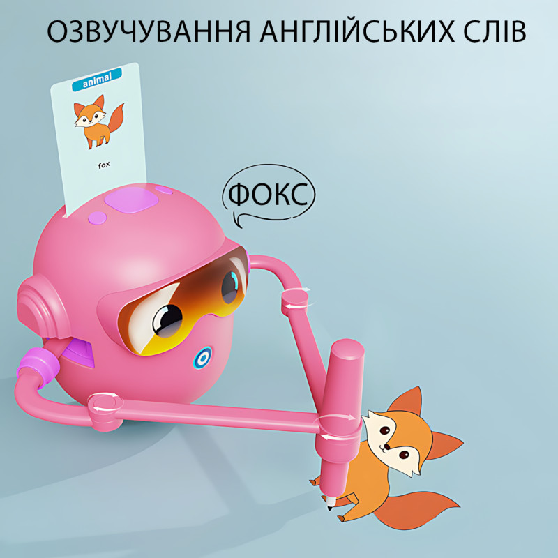 Интерактивный робот-художник для детей, умный робот для рисования с ИИ, 100 обучающих карточек, USB-зарядка, розовый фото - 5