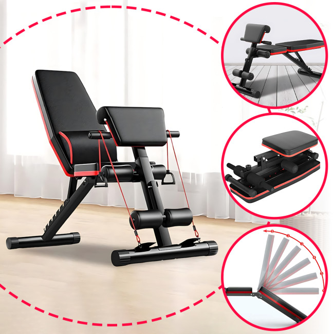 Многофункциональный тренажёр для дома YSC-02 , регулируемая скамья для пресса, фитнеса, тренировок с эспандерами, до 270 кг