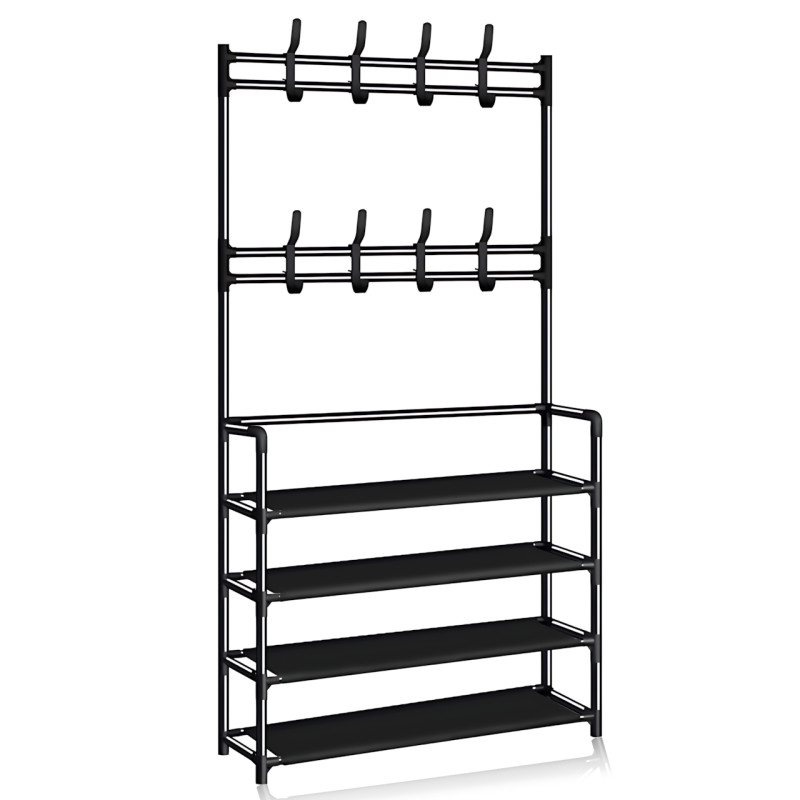 Сборная напольная вешалка для одежды New Simple Floor Clothes, универсальная стойка-вешалка, 4 полки, 154х60х29.5 см, черный фото - 3