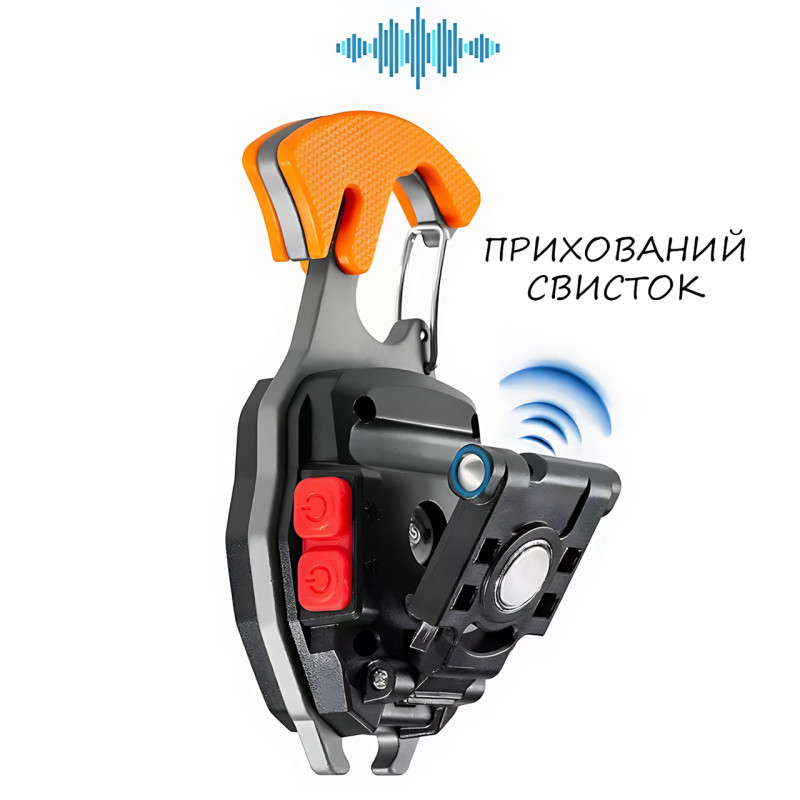 Многофункциональный мини фонарик, светодиодный фонарь-брелок 5147 для ключей с зажигалкой, стропорезом фото - 4