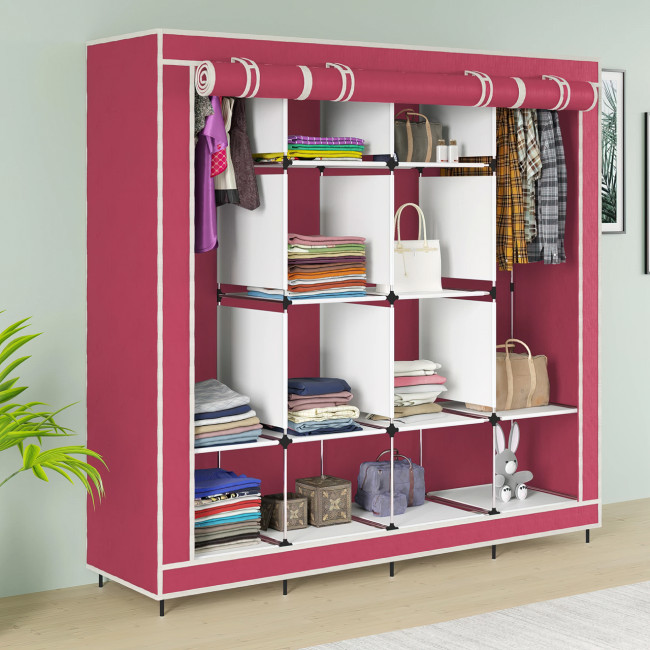 Складана каркасна тканинна шафа Storage Wardrobe 88170, 12 секцій, 170х45х175