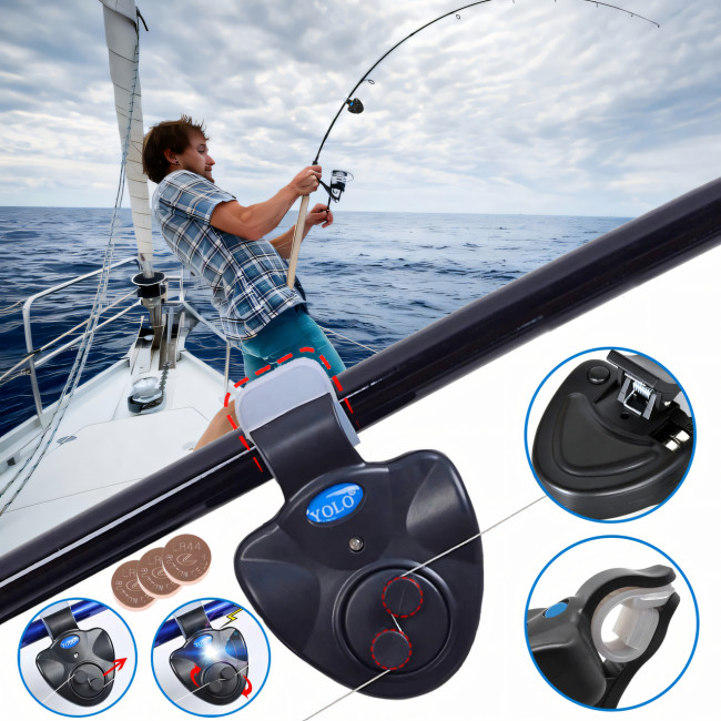 Электронный сигнализатор поклевки для спининга New Fish Bite Alarm со световым индикатором и звуковым сигналом