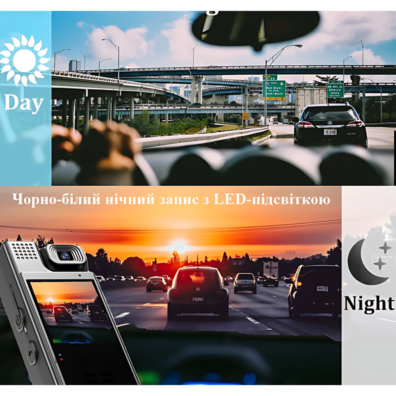 Нагрудная боди-камера L9 с дисплеем 1.3 дюйма, АКБ 1200 мА·ч, LED-подсветка, Wi Fi и датчик движения фото - 7