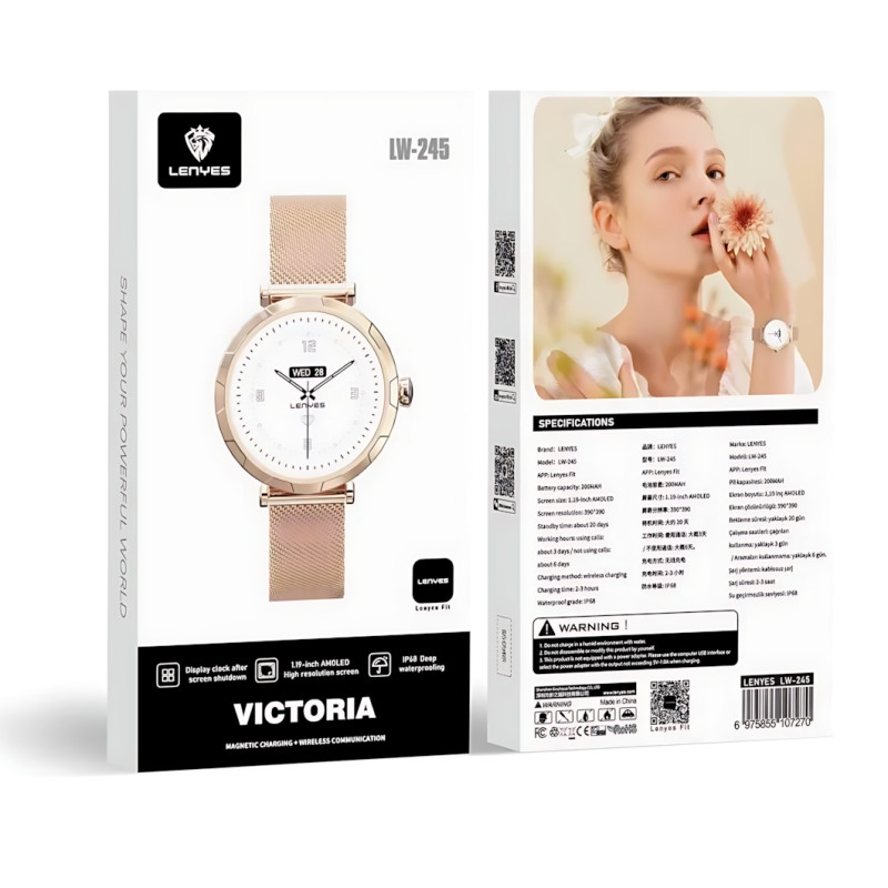 Смарт-часы LENYES LW-245 Gold для женщин, 1.19&Prime; AMOLED 390&times;390, Bluetooth-звонки, пульсометр, IP68, беспроводная зарядка, Android фото - 9