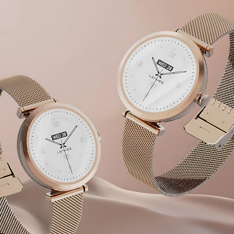 Смарт-часы LENYES LW-245 Gold для женщин, 1.19&Prime; AMOLED 390&times;390, Bluetooth-звонки, пульсометр, IP68, беспроводная зарядка, Android фото - 7