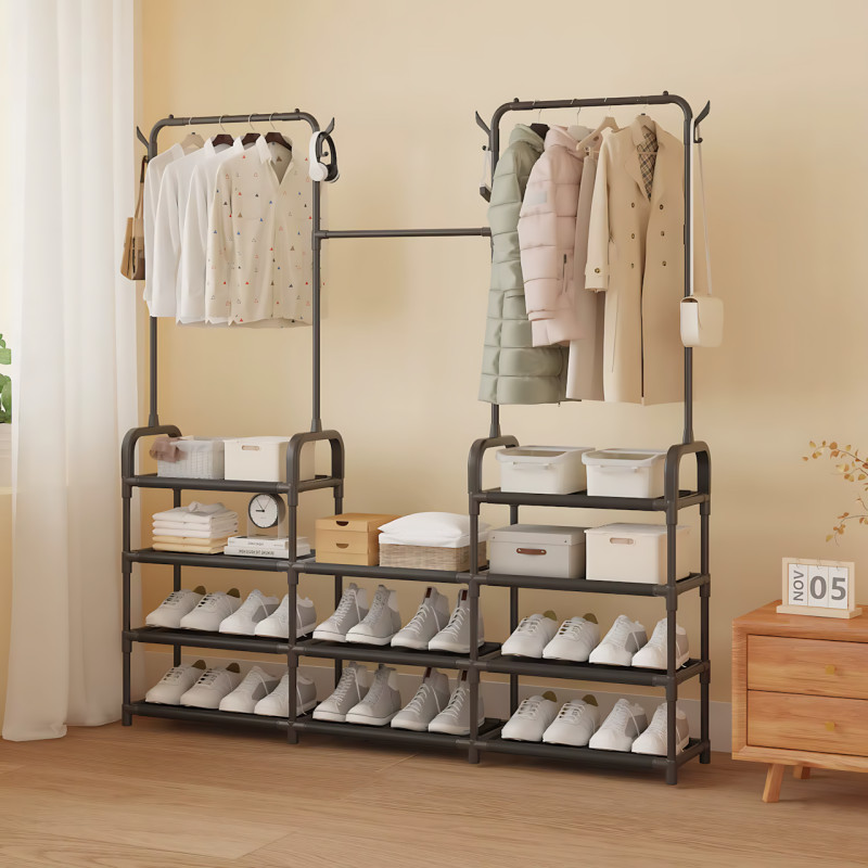 Стойка-вешалка для одежды и обуви Model 1 BLACK,164×137×26 см, напольная, нержавеющая сталь фото - 5