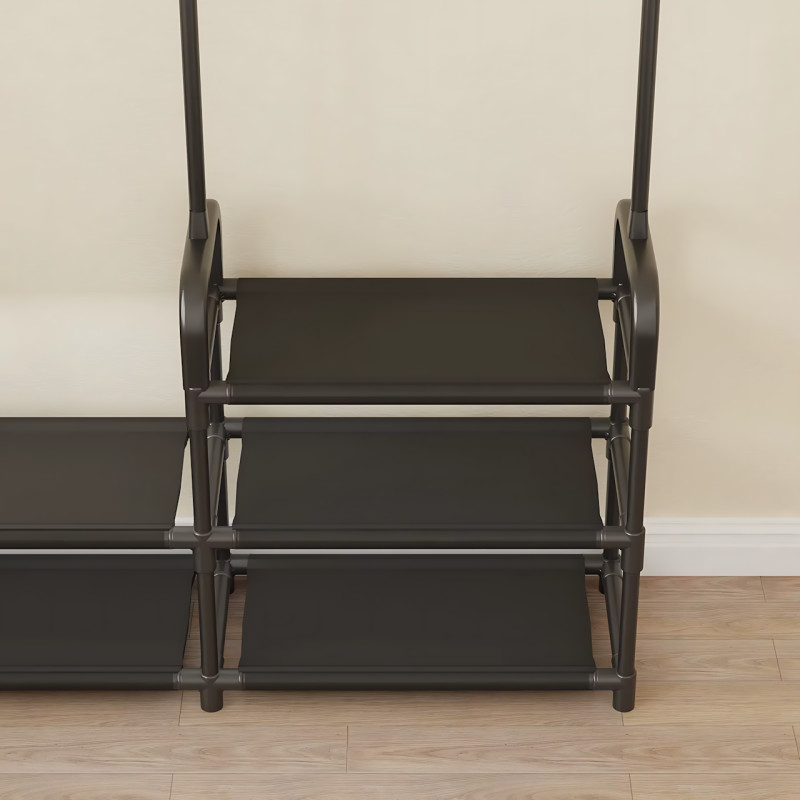 Стойка-вешалка для одежды и обуви Model 1 BLACK,164×137×26 см, напольная, нержавеющая сталь фото - 7