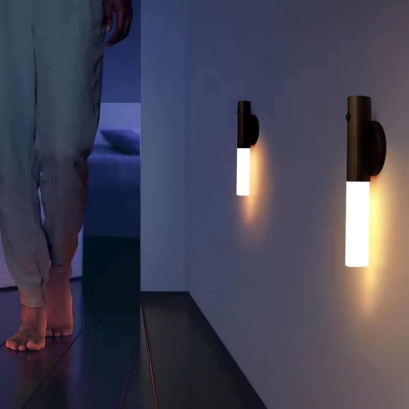 Деревянная беспроводная настенная USB-лампа LED с датчиком движения Induction Lamp AND850, встроенный АКБ фото - 9