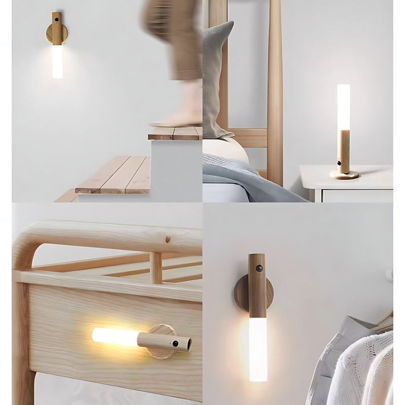 Деревянная беспроводная настенная USB-лампа LED с датчиком движения Induction Lamp AND850, встроенный АКБ фото - 8