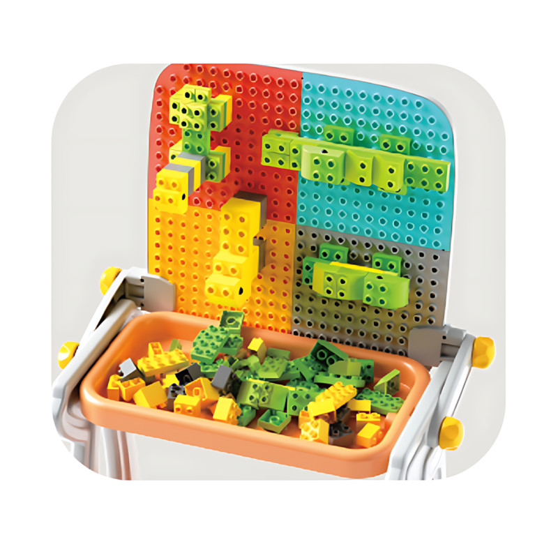 Дитячий стіл 4в1 B8020: магнітна дошка, стіл для творчості, поверхня під конструктор, ніша для зберігання 14 см фото - 4