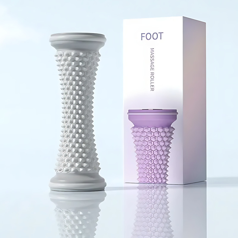 Массажный ролик для ног и тела Sportsoul, фасциальный массажер, роллер для миофасциального массажа, 16.5&times;7 см, серый фото - 10
