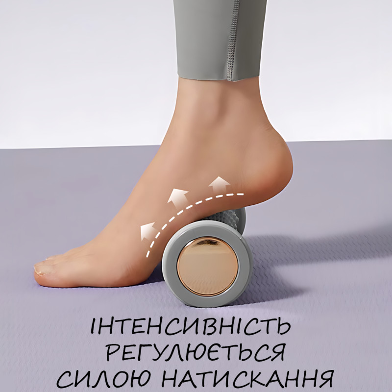 Массажный ролик для ног и тела Sportsoul, фасциальный массажер, роллер для миофасциального массажа, 16.5&times;7 см, серый фото - 3