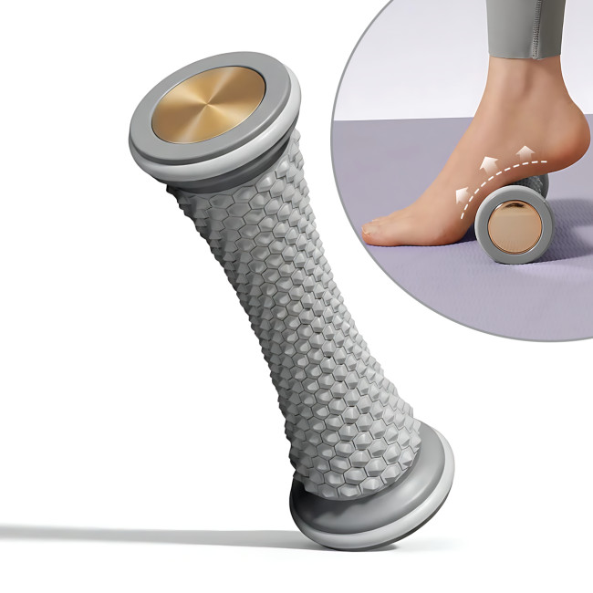 Массажный ролик для ног и тела Sportsoul, фасциальный массажер, роллер для миофасциального массажа, 16.5&times;7 см, серый