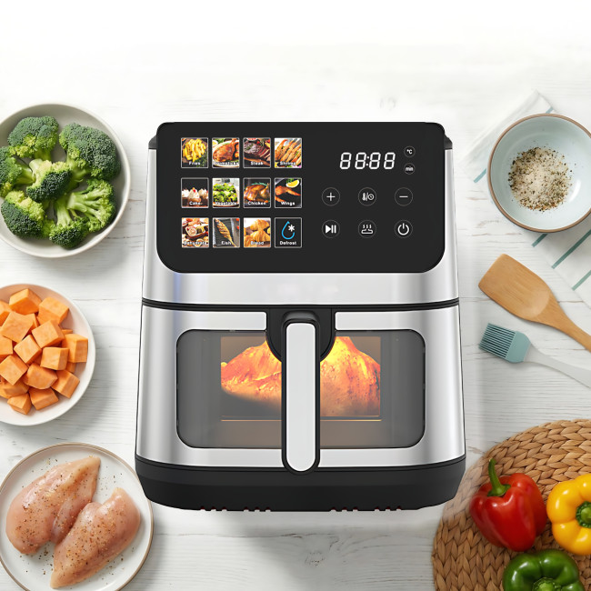 Аэрофритюрница Rainberg RB-2321 12,5 л, 4200 Вт, 2 ТЭНа, 12 программ, сенсорное управление, аэрогриль без масла, мультипечь