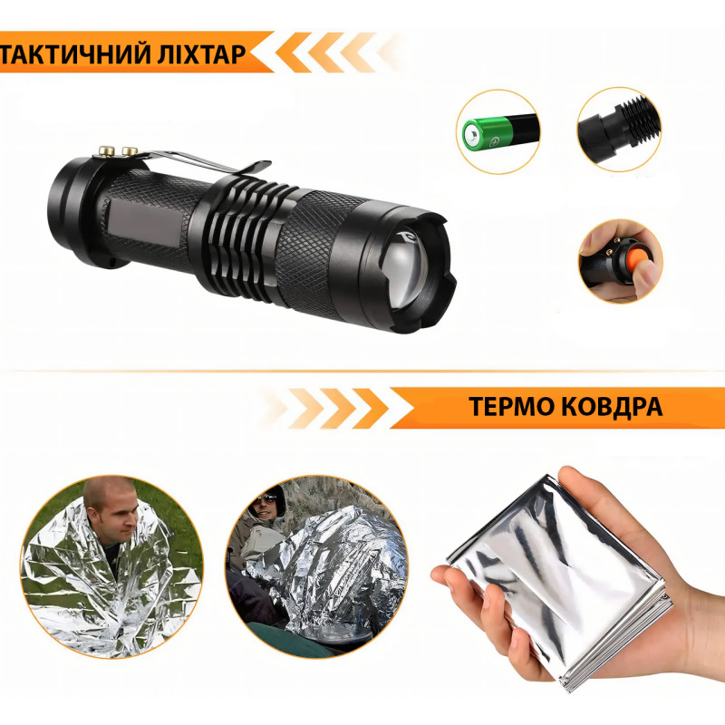 Туристический набор для выживания 33 в 1, походный набор во влагозащищённом кейсе, набор мультитул для военных фото - 5