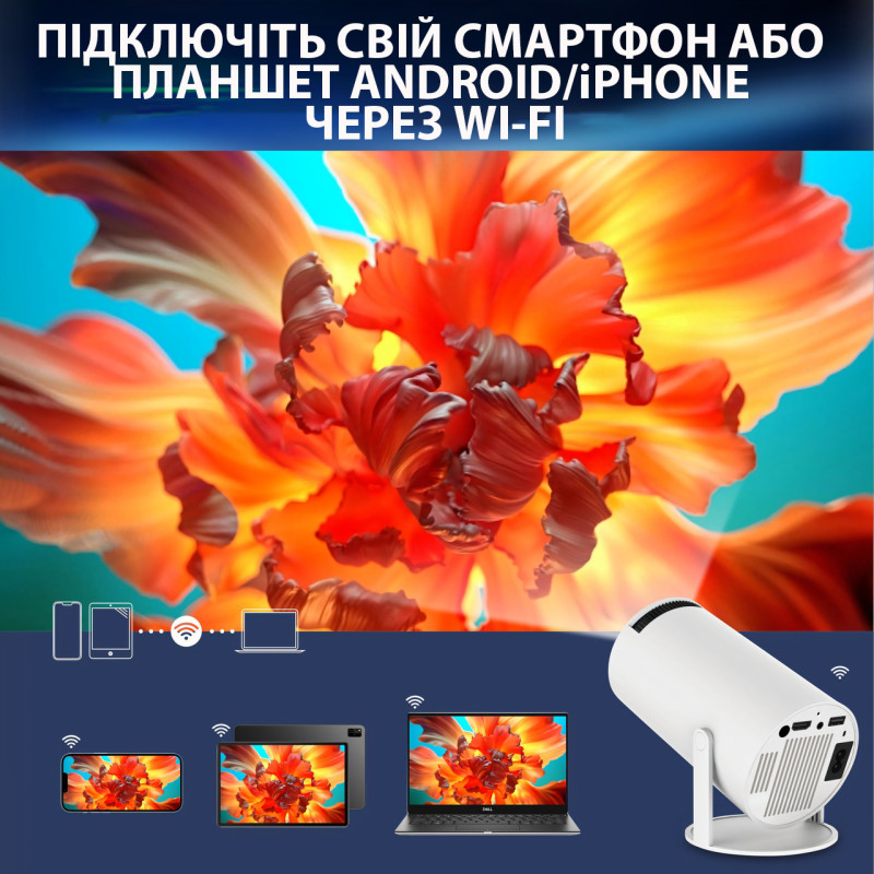Проєктор magicube, переносний поворотний міні домашній кінотеатр, 4 к, смарт ТВ, android 11, Wi-Fi фото - 7