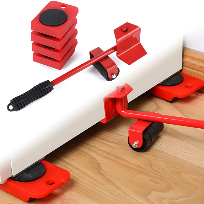 Moving Helpers, подъемники для тяжелой мебели, набор для перемещения мебели, тяжёлых предметов, 5 шт., красный