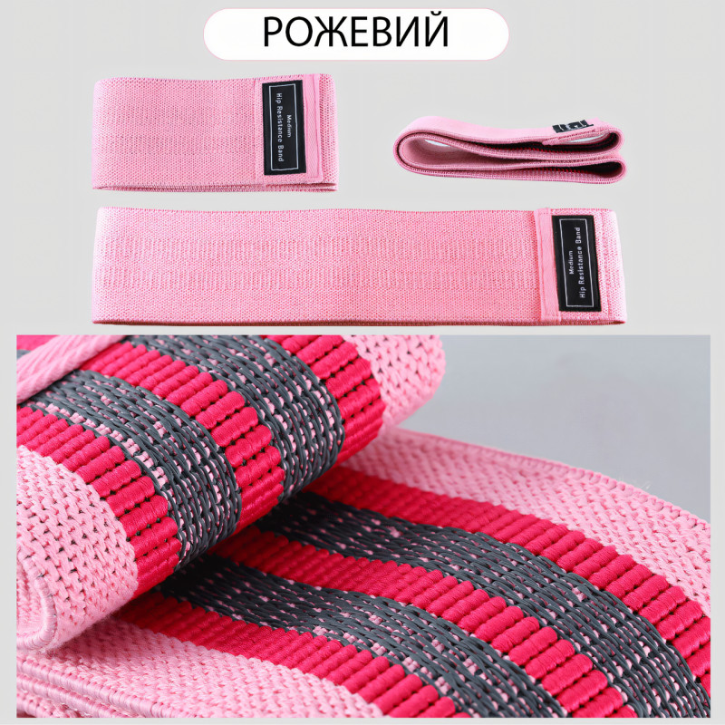 Набір тканинних фітнес-гумок Luting Hip resistance bands 3 штуки, легкий, середній і високий опір фото - 4