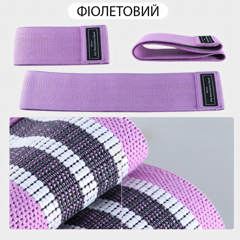 Набір тканинних фітнес-гумок Luting Hip resistance bands 3 штуки, легкий, середній і високий опір фото - 5